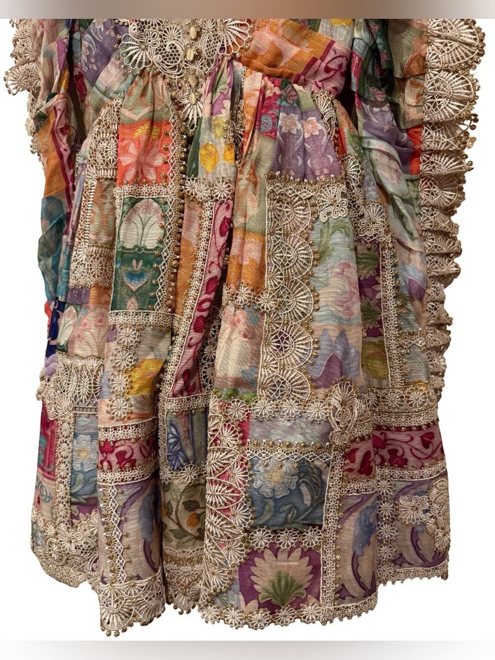 Zimmermann Cosmic Zodiac Doily Mini Dress 0 Floral Tile US 4 Linen Silk Runway - Picture 7 of 16